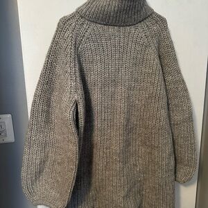 Gray Turtleneck Sweater Dress